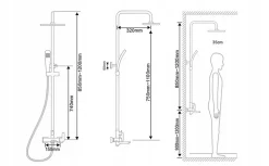 Silla Élégant Colonne de Douche avec Mitigeur Réglable en Hauteur Système de Douche, Blanc / Doré