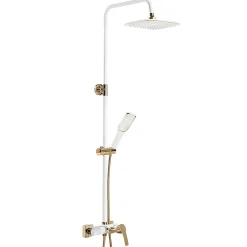 Silla Élégant Colonne de Douche avec Mitigeur Réglable en Hauteur Système de Douche, Blanc / Doré