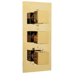Silla Élégant Colonne de Douche Thermostatique en Laiton Encastrée, Ensemble de Douche Mécanique, Doré