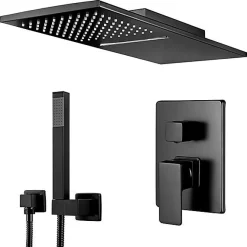 Silla Élégant Encastrée Ensemble de Douche Mécanique Système de Douche Encastrable, Noir mat