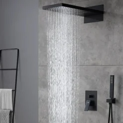 Silla Élégant Encastrée Ensemble de Douche Mécanique Système de Douche Encastrable, Noir mat