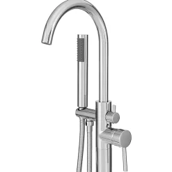 Silla élégant Robinet de Baignoire sur pied avec inverseur et bec rotatif avec douchette et flexible, Chrome
