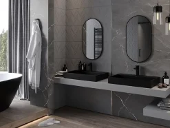 SILLA Miroir mural ovale, 80 x 45 cm, cadre noir