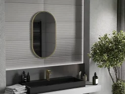 SILLA Miroir mural ovale, 80 x 45 cm, cadre doré