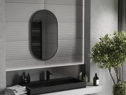 SILLA Miroir mural ovale, 85 x 50 cm, cadre noir