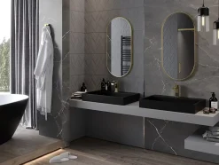 SILLA Miroir mural ovale, 90 x 45 cm, cadre doré