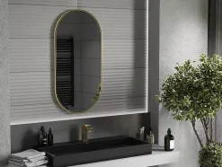 SILLA Miroir mural ovale, 100 x 50 cm, cadre doré
