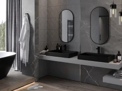 SILLA Miroir mural ovale, 90 x 45 cm, cadre noir