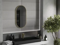 SILLA Miroir mural ovale, 80 x 40 cm, cadre doré