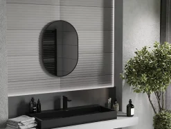 SILLA Miroir mural ovale, 70 x 50 cm, cadre noir