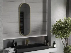 SILLA Miroir mural ovale, 100 x 35 cm, cadre doré