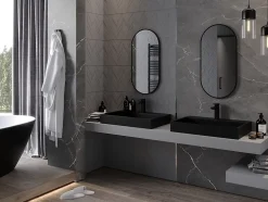 SILLA Miroir mural ovale, 80 x 40 cm, cadre noir