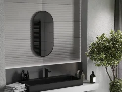 SILLA Miroir mural ovale, 80 x 40 cm, cadre noir
