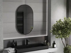 SILLA Miroir mural ovale, 90 x 55 cm, cadre noir
