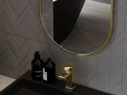 SILLA Miroir mural ovale, 70 x 50 cm, cadre doré