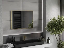 SILLA Miroir mural rectangulaire, 80 x 60 cm, cadre doré