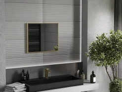 SILLA Miroir mural rectangulaire, 60 x 50 cm, cadre doré