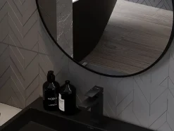 SILLA Miroir mural rond, 90 cm, cadre noir