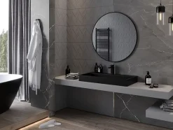 SILLA Miroir mural rond, 90 cm, cadre noir