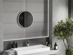SILLA Miroir mural rond, 30 cm, cadre blanc