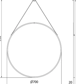 SILLA Miroir mural rond, 70 cm, cadre noir