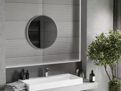 SILLA Miroir mural rond, 60 cm, cadre chromé
