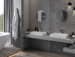 SILLA Miroir mural rond, 40 cm, cadre chromé