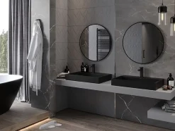 SILLA Miroir mural rond, 70 cm, cadre noir