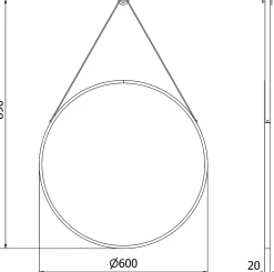 SILLA Miroir mural rond, 60 cm, cadre noir