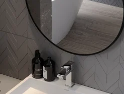 SILLA Miroir mural rond, 60 cm, cadre noir