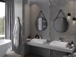 SILLA Miroir mural rond, 60 cm, cadre noir