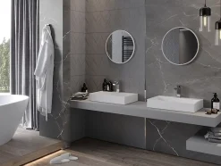SILLA Miroir mural rond, 40 cm, cadre blanc