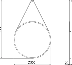 SILLA Miroir mural rond, 50 cm, cadre noir
