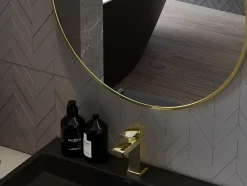 SILLA Miroir mural rond, 85 cm, cadre doré