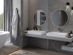 SILLA Miroir mural rond, 70 cm, cadre blanc