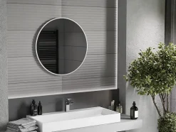 SILLA Miroir mural rond, 70 cm, cadre blanc