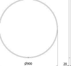 SILLA Miroir mural rond, 90 cm, cadre noir blanc