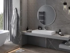 SILLA Miroir mural rond, 90 cm, cadre noir blanc