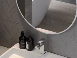 SILLA Miroir mural rond, 90 cm, cadre noir blanc