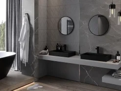 SILLA Miroir mural rond, 35 cm, cadre noir