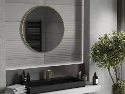 SILLA Miroir mural rond, 80 cm, cadre doré