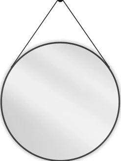 SILLA Miroir mural rond, 80 cm, cadre noir