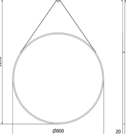 SILLA Miroir mural rond, 80 cm, cadre noir