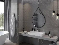 SILLA Miroir mural rond, 80 cm, cadre noir