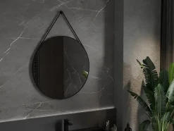 SILLA Miroir mural rond, 80 cm, cadre noir