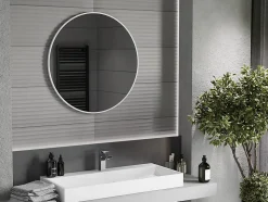 SILLA Miroir mural rond, 80 cm, cadre blanc