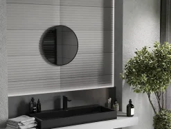 SILLA Miroir mural rond, 45 cm, cadre noir