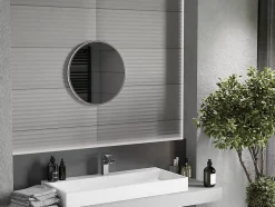 SILLA Miroir mural rond, 50 cm, cadre chromé