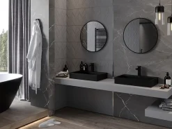 SILLA Miroir mural rond, 60 cm, cadre noir