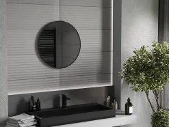 SILLA Miroir mural rond, 60 cm, cadre noir